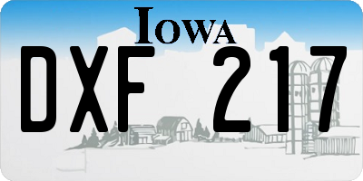 IA license plate DXF217