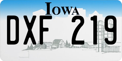 IA license plate DXF219
