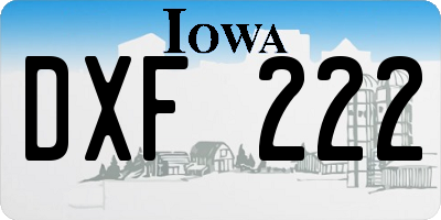 IA license plate DXF222