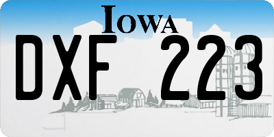 IA license plate DXF223