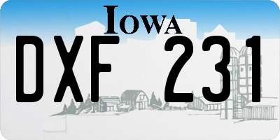 IA license plate DXF231