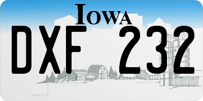 IA license plate DXF232