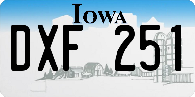 IA license plate DXF251