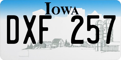 IA license plate DXF257
