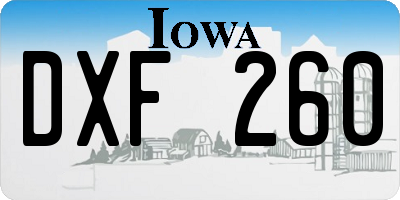 IA license plate DXF260
