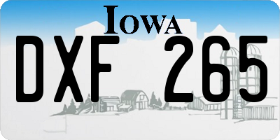 IA license plate DXF265