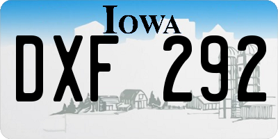IA license plate DXF292