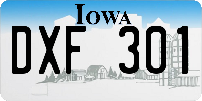 IA license plate DXF301