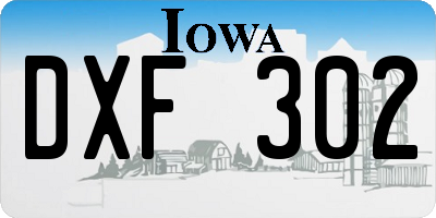 IA license plate DXF302