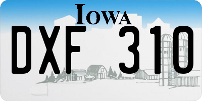 IA license plate DXF310