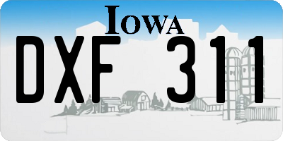 IA license plate DXF311