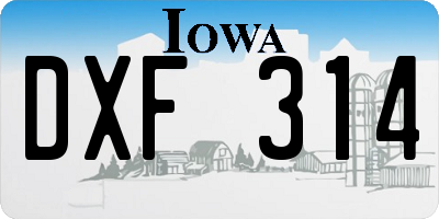 IA license plate DXF314