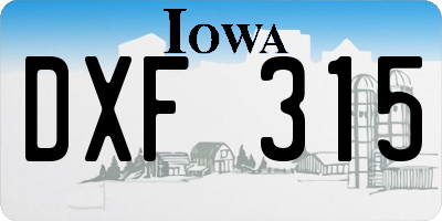 IA license plate DXF315