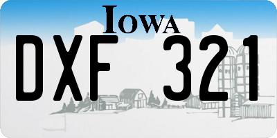 IA license plate DXF321