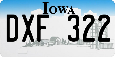 IA license plate DXF322