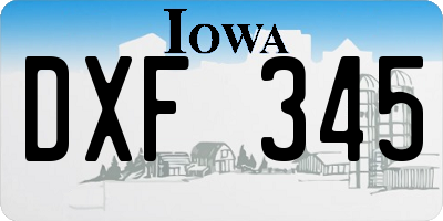 IA license plate DXF345