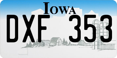 IA license plate DXF353