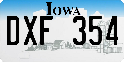 IA license plate DXF354