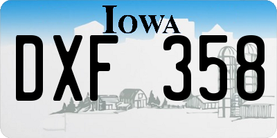 IA license plate DXF358