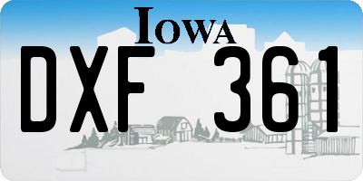 IA license plate DXF361