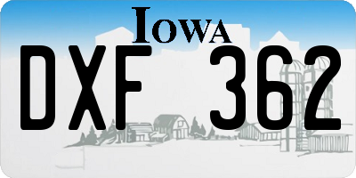 IA license plate DXF362