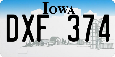 IA license plate DXF374