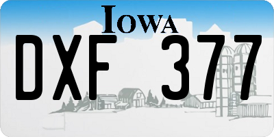 IA license plate DXF377