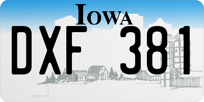 IA license plate DXF381