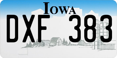 IA license plate DXF383