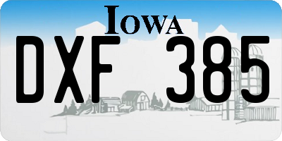 IA license plate DXF385