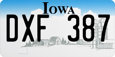 IA license plate DXF387