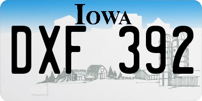 IA license plate DXF392