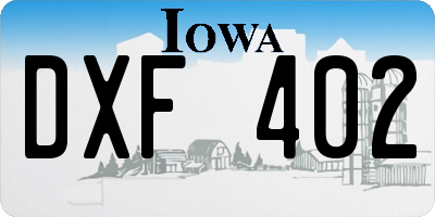IA license plate DXF402