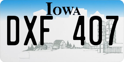 IA license plate DXF407