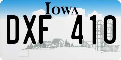 IA license plate DXF410