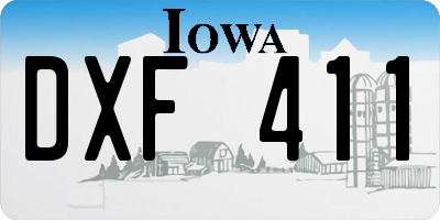 IA license plate DXF411