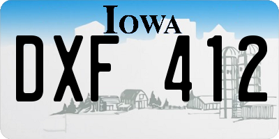 IA license plate DXF412