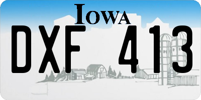 IA license plate DXF413