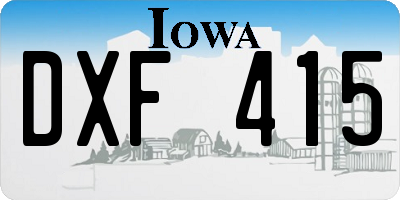 IA license plate DXF415
