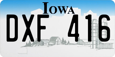 IA license plate DXF416