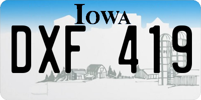IA license plate DXF419