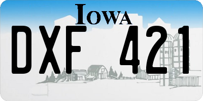 IA license plate DXF421