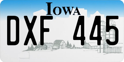 IA license plate DXF445