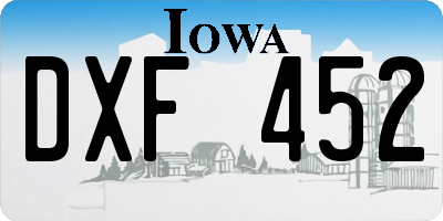 IA license plate DXF452