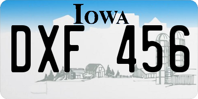IA license plate DXF456