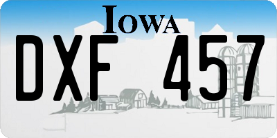 IA license plate DXF457