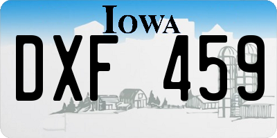 IA license plate DXF459