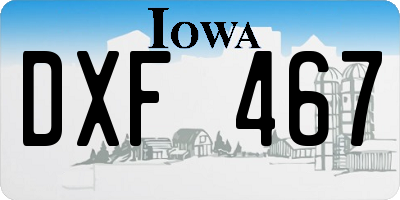IA license plate DXF467