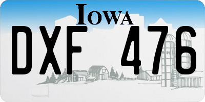 IA license plate DXF476