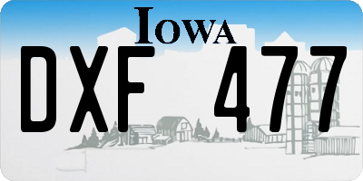 IA license plate DXF477